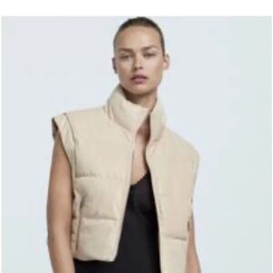 Zara |  Beige Puffer Vest | Size L - SAME DAY SHIPPING